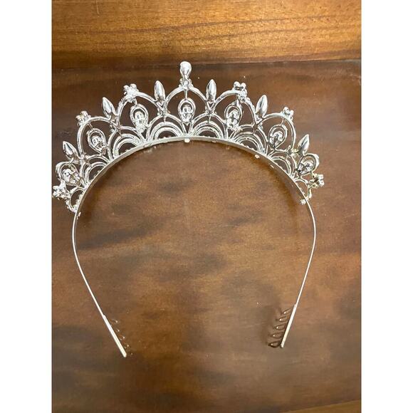 Clear Rhinestone Silver Tone‎ Metal Tiara Crown Comb NEW Bridal Hair Accessories - Picture 11 of 14